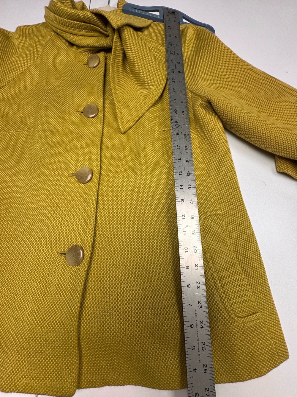 Tabitha Mustard Bow-Collar Wool-Blend Swing Coat - Picture 7 of 9